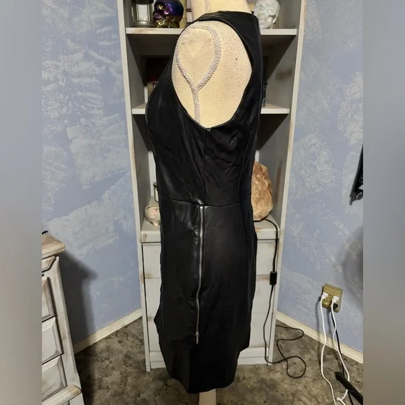 Dynamite Black Faux Leather Mini Dress side zipper #punk - Picture 4 of 12